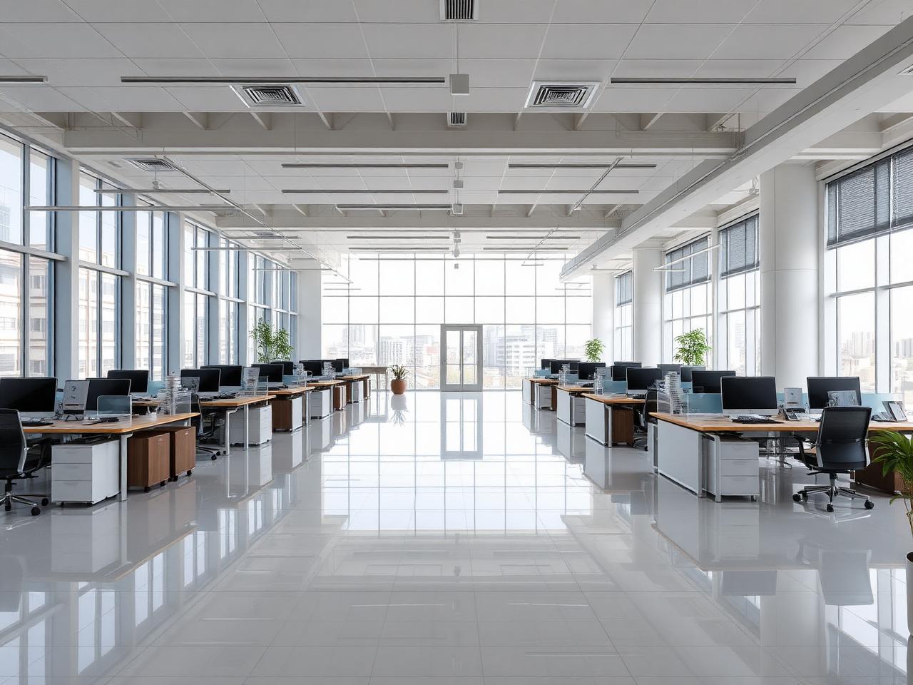 Bright, professionally maintained commercial office interior